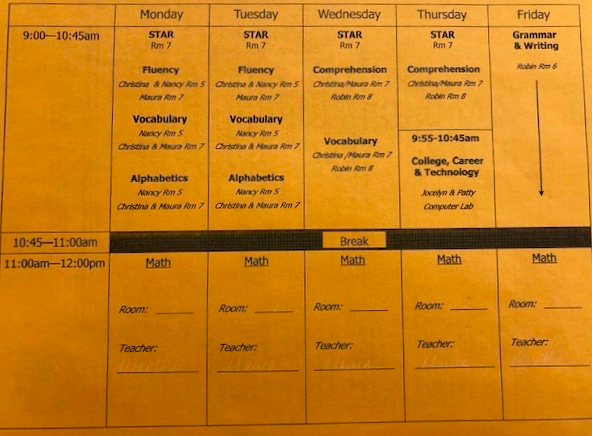 Photo: Student Weekly Schedule